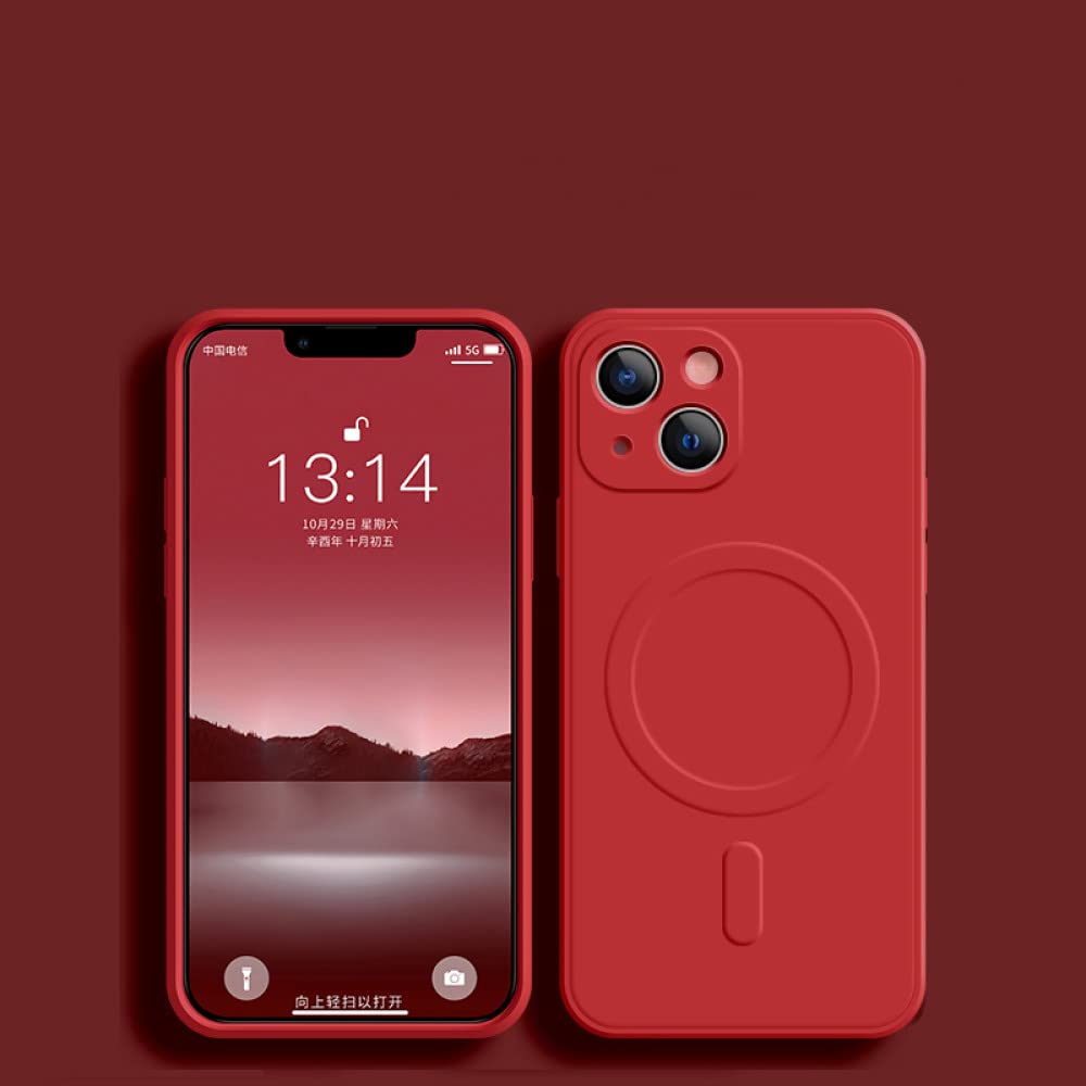 Coque carrée silicone iPhone magnétique évite chutes couleur rouge - 8