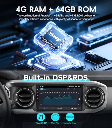 Image of 4G+64GB Android 13 Car Radio Stereo for Toyota Tacoma 2016-2021,10 inch Touch Screen Head Unit with CarPlay /Android Auto /GPS Navigation /Bluetooth /FM /DSP Radio /AHD Backup Camera