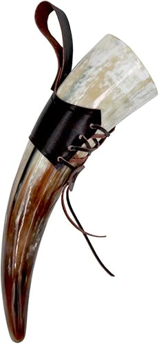 Miniatura 2 de HONGLAYS Tazas de cuerno vikingo hechas a mano, cuerno vikingo real con correas de cuero, copa de vino de cerveza, cáliz, jarra, cuerno, buey, vasos