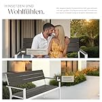 tectake Gartenbank 2-Sitzer Holzoptik Hellgrau/Weiß
