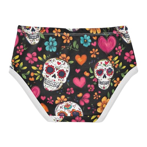 Wusikd Day Of The Dead Girls' Underwear Cotton Sugar Skulls Girls Briefs Soft Toddler Underwear 2T2