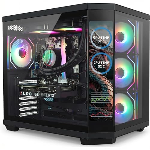 ionz Gaming Desktop PC Ryzen 7 9800X3D Nvidia RTX 5090 32GB DDR5 RAM 2TB NVMe SSD Windows 11 1000W 80+ PSU (Apex Vision 5090 Black)