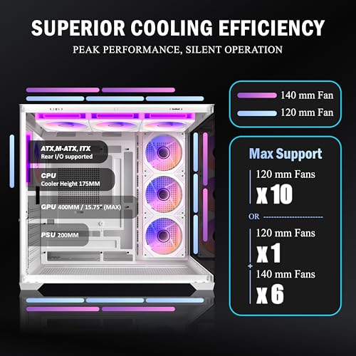 Caja PC ATX ventilada con cristal templado para enfriar componentes gaming 5