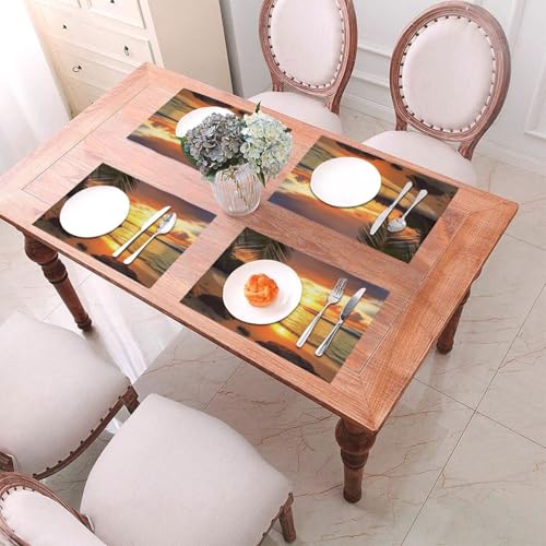 Lot de 6 sets de table en PVC tissé tropical plage et coucher de soleil
