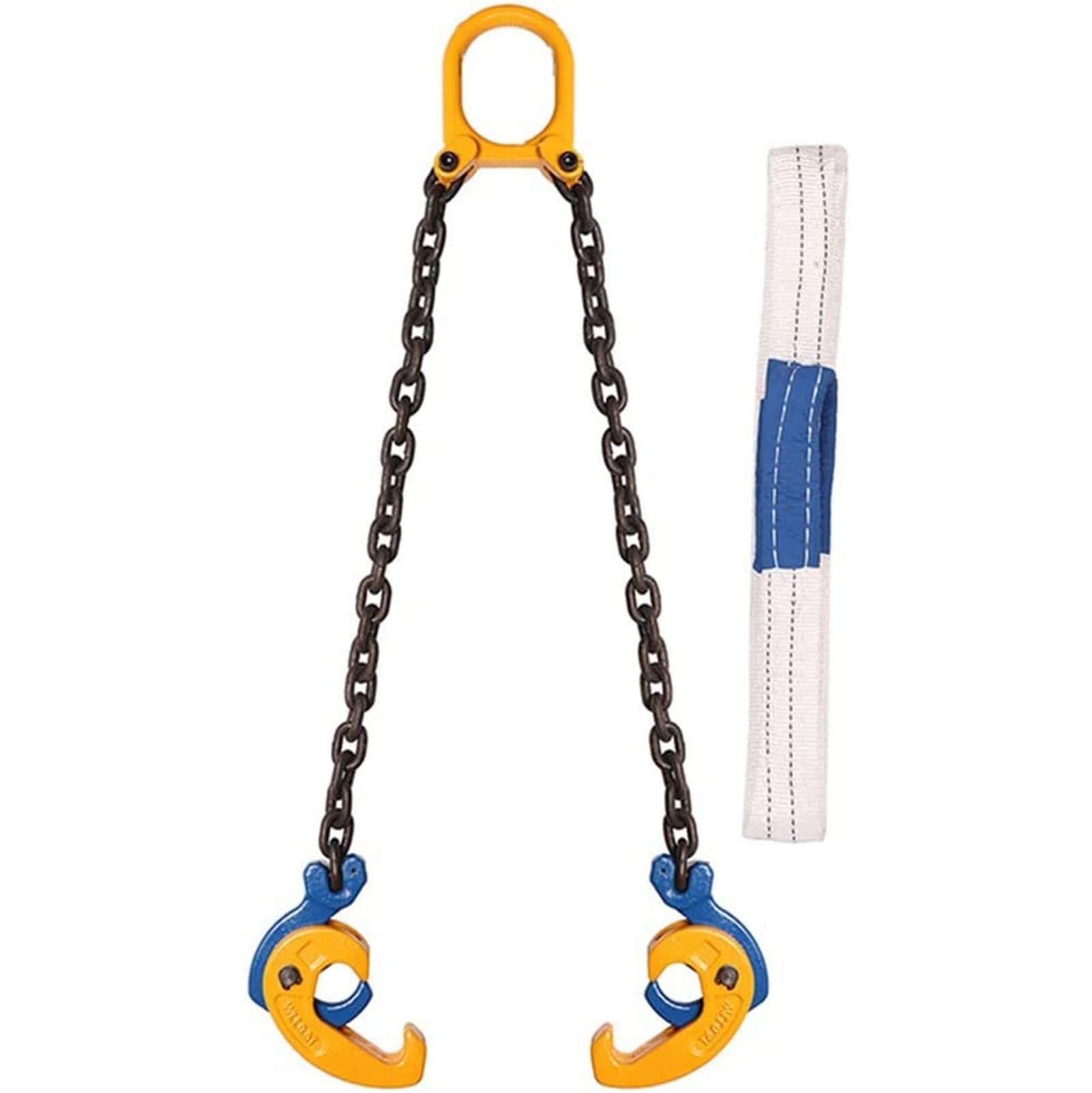 IROEJT Vertical Chain Drum Lifter with G80 Manganese Steel Chains Lifting Clamps, 2200/4400 Lbs Double Chain Slings, for Metal/Plastic Drums，F