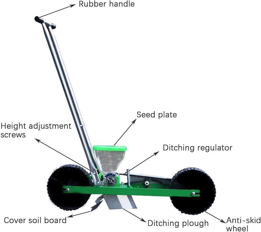 Sembradora de jardín de metal, 2 en 1, sembradora de semillas de mano para plantar verduras con precisión, cebolla verde, rábano, remolacha, diseño inoxidable