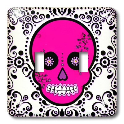 Interruptor de botón Día de los Muertos rosa para decorar salones modernos 3