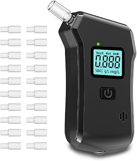 Alkoholtester Professioneller für den Heim und Professionellen,Gebrauch mit 20 Aufsätzen,LCD-Digitalanzeige und Hochempfindlichem Chip für höchste Genauigkeit