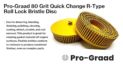 Image of 2 Pack 3 inch 80 Grit Yellow R-Type Bristle Disc | Ceramic-Aluminum Oxide Abrasive Bristle Disc with Quick Change Roll Lock | Pack of 2