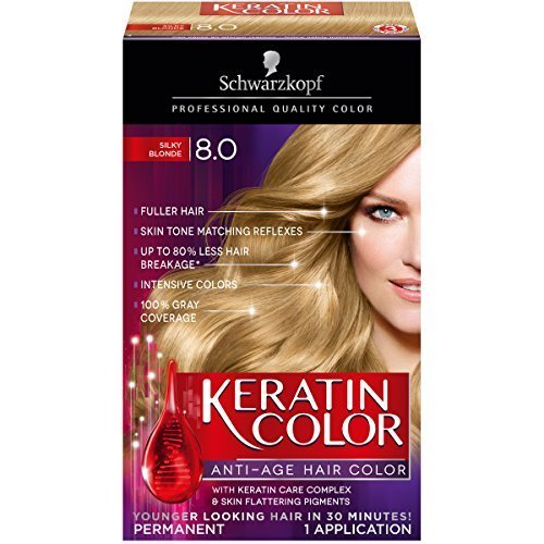Schwarzkopf Keratin Color Anti-Age Hair Color Kit, 8.0 Silky Blonde by Schwarzkopf