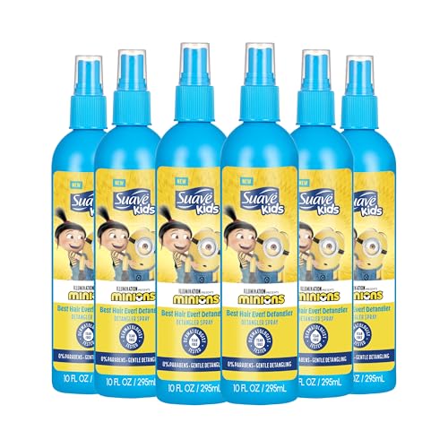 Suave Kids Detangler Spray Minions, Hair Detangling, Removing Knots and Making Kids Locks Soft, Smooth, and Shiny, 10 oz, Pack of 6
