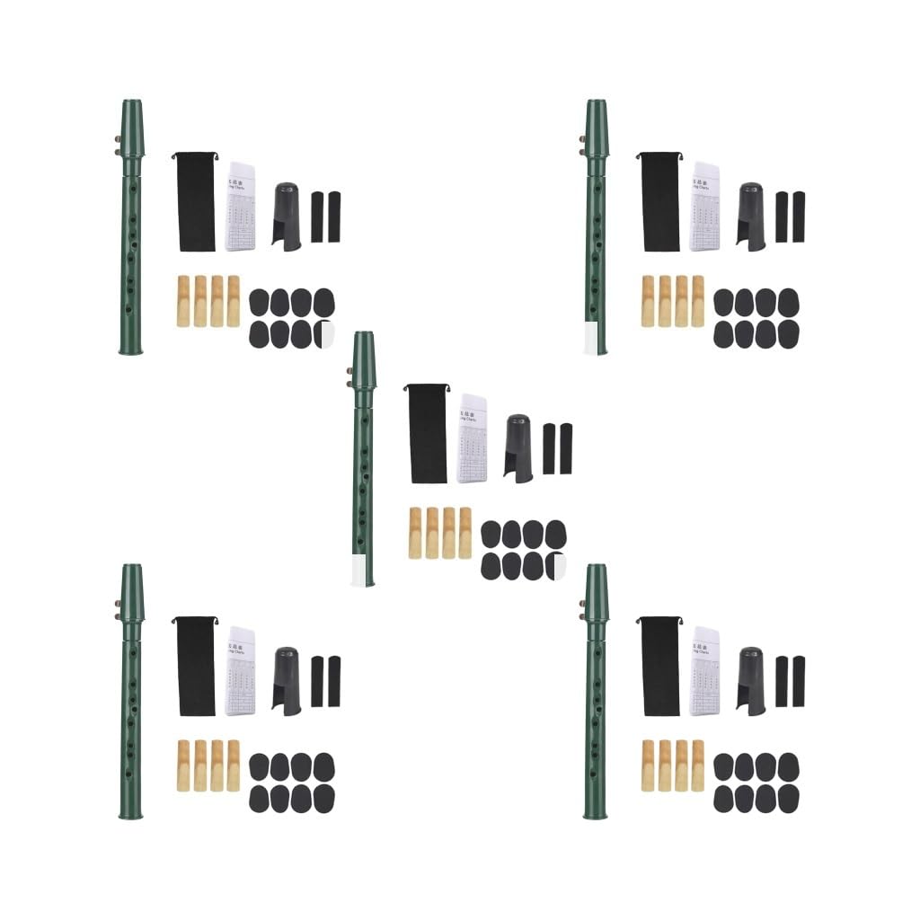 5 set di Pocket Sassofono Pratica Strumento Portatile per Amatori Bambini Principianti Verde 34x3 cm