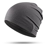WTACTFUL Cooling Skull Cap for Men Women Breathable Sweat Hat Running Caps Skull Caps Thin Slouchy Beanie for Dreadlock Cycling Motorcycle Football Helmet Hard Hat Liner Summer Sport Hot Weather Gray