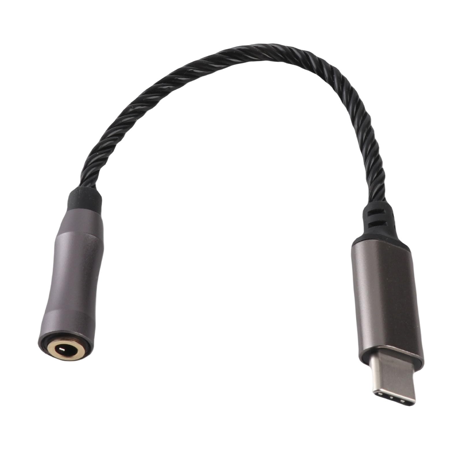 Adaptador Amplificador de Auriculares Tipo C a 3,5 Mm Alto Rendimiento para y PC Cable de Cobre Plateado de 15 Cm (Black)