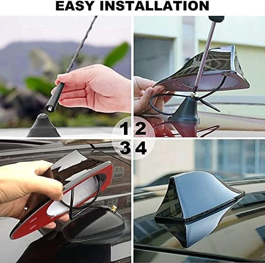 Antena Coche Estilo Aleta tiburón, Antena Tiburón Automovil, Dispositivo de Recepción de Señal de Radio FM/Am, antenas coche Autoadhesiva Impermeable, Longitud 17 cm, Negro - imagen 2