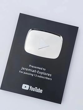 Generic Customizable Youtube YT Play Button/Playbutton for Creators Subscriber Award Milestone Plaque Gold & Silver (Black)