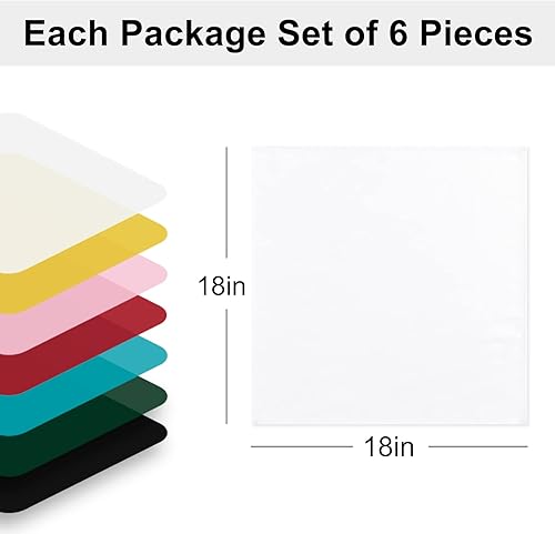 Miniatura 5 de Hiasan Juego de 6 servilletas de tela, 18 x 18 pulgadas, lavables de color blanco con bordes con dobladillo para restaurante, boda y vacaciones