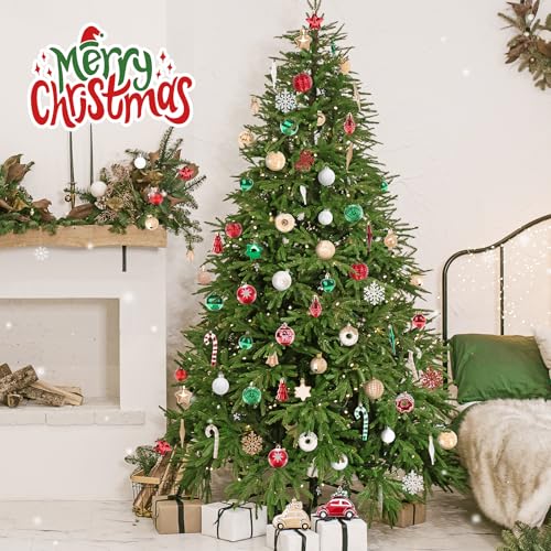 DeckTheHalls Christmas Ornaments 72 Count, Christmas Balls, Shatterproof Christmas Decorations for Tree, Gold Plastic Ornaments (Champagne)