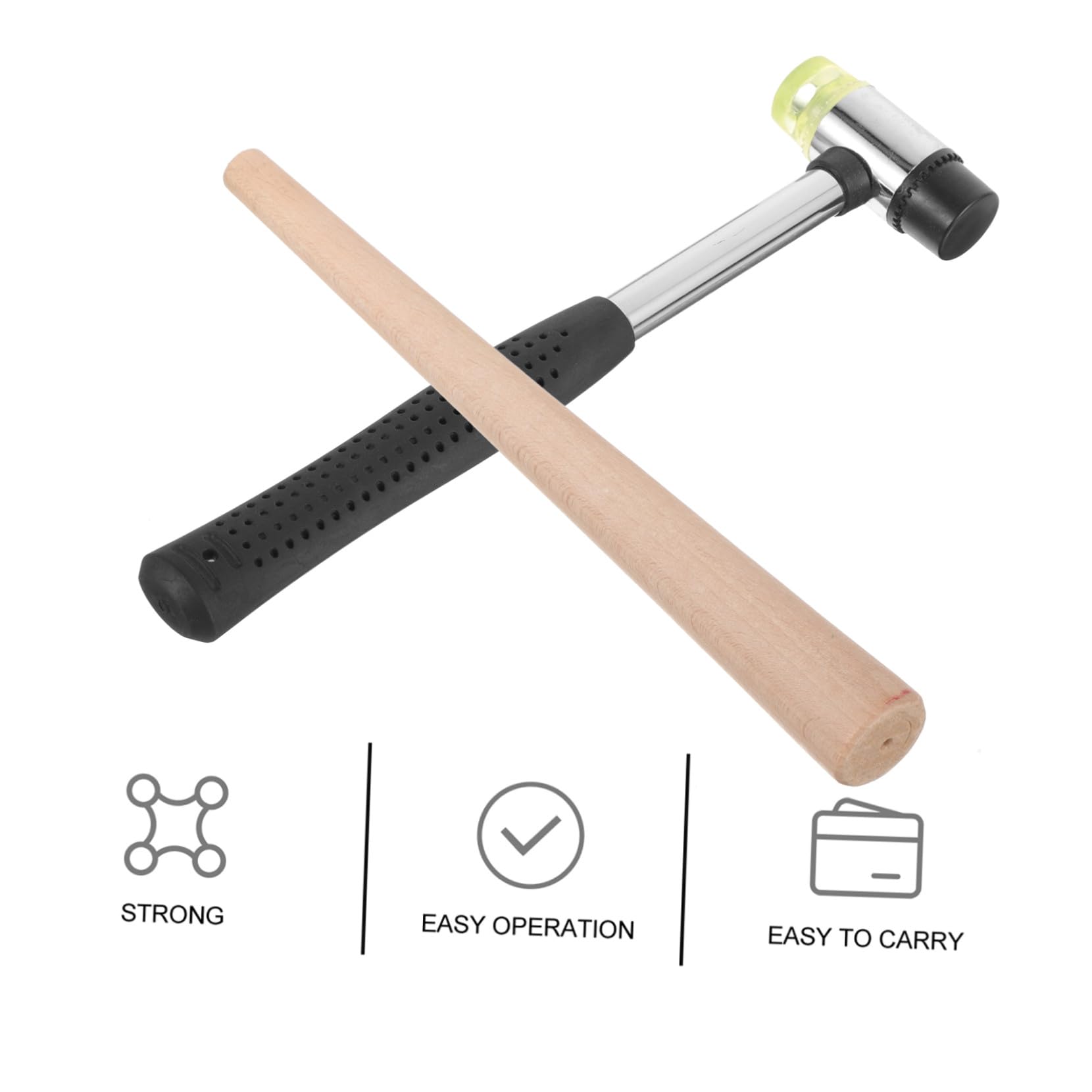 SOIMISS Kit de Reparación de Joyas con Mandril y Martillo de Goma para Moldear y Ajustar Anillos de Madera Herramienta Portátil para Joyería DIY y Profesionales
