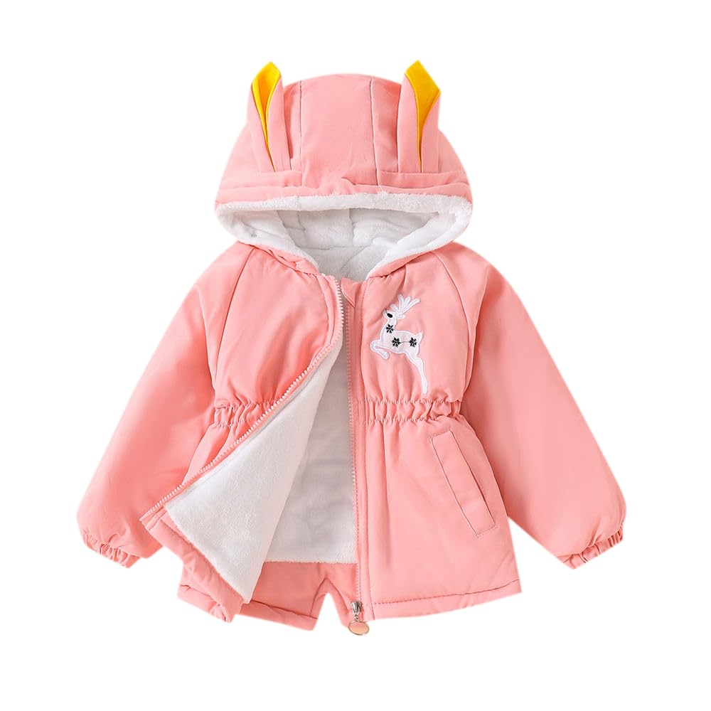 Hopscotch Girls Polyester Mini Length Long Coats in Pink Color For Ages 2-3 Years 2
