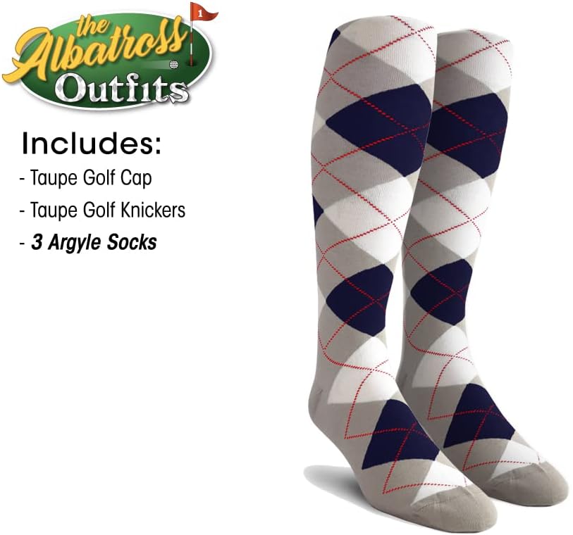 メンズゴルフKnicker Outfit &ndash; トープゴルフKnickers、ゴルフキャップ、3アーガイルソックス