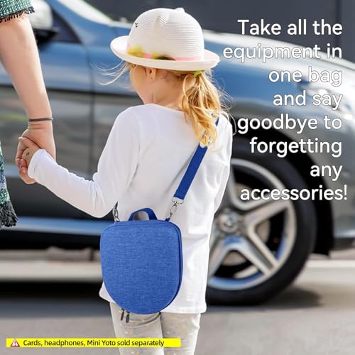 Image of Hard Case Compatible with Yoto Mini (2024 Edition), 3-in-1 Travel Bundle: Silicone Cover + Case with Shoulder Strap (Fits Mini Player & Headphones) + Up to 10 Card Holder for YOTO Cards (Blue)