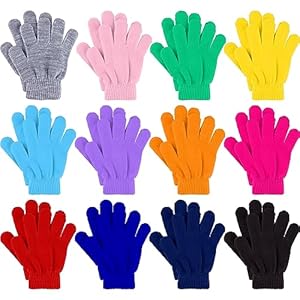 Glooarm 12 pares de guantes de invierno para niños pequeños, dedos completos, elásticos, cálidos, a granel, para niños y niñas