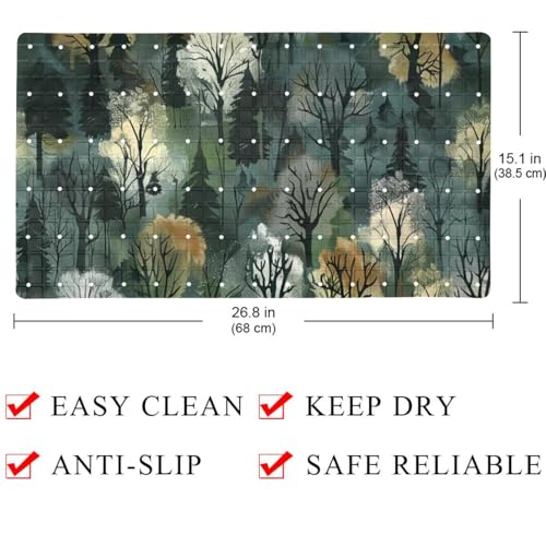 Tapete de baño fácil de limpiar con estampado de árboles 5