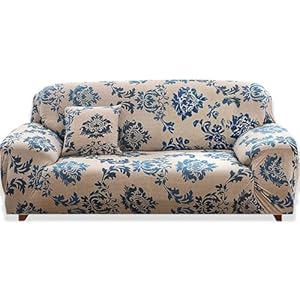 Sofa Cover 3 Seater Stretch Universal Sofa Slipcover 1 Piece Spandex Loveseat Couch Cover Washable Elastic Fabric Furniture Protector with 1 Cushion Covers (3 Seater, #Provence)