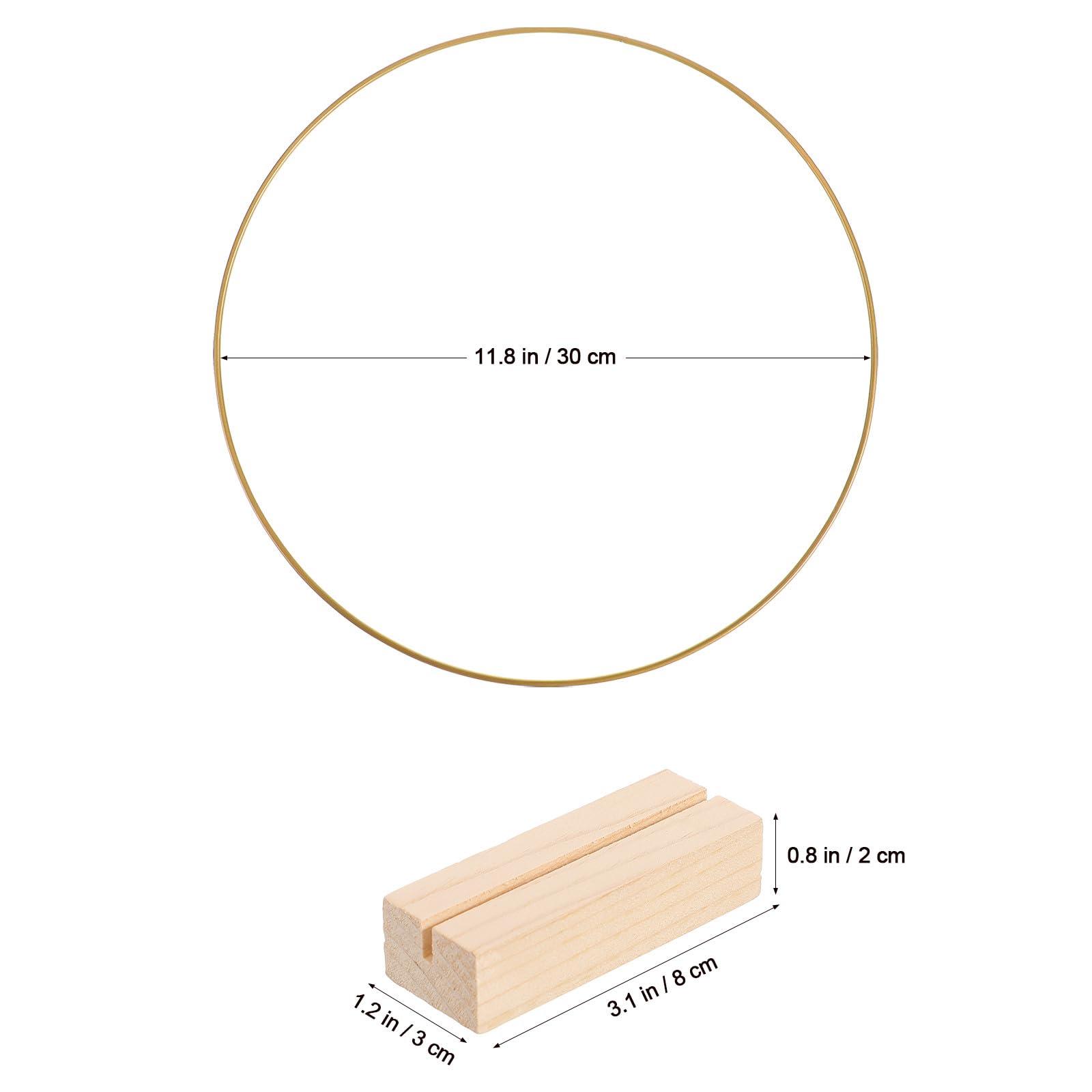 ibasenice Blumenreifen aus Metall 10 Stück 30cm mit Holzsockel zum Basteln und Aufhängen für Hochzeitsfeier und Tischdeko Makramee Ringe