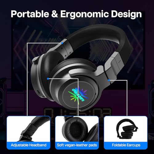 Image of Linsoul Kiwi Ears Aventus Bluetooth 5.4 Over Ear Headphones,Wireless DJ Studio Monitor Earphones, Dual Dynamic Driver Gaming Headset with Hybrid ANC, 82H Playtime for Podcast Gaming Guitar