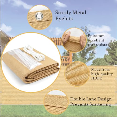 Brise vue jardin occultant jaune sable avec œillets et corde HDPE - 6