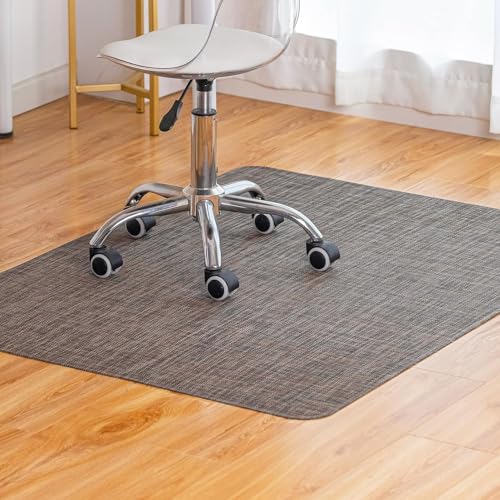 Image of Baroyal Office Chair Mat for Hardwood Floor Under Desk Computer Rolling Chair Mat for Wood /Tile Floor Non-Slip Heavy Duty Desk Rug PVC Plastic Hard Floor Protector 48 inch x 60 inch (Dark Walnut)