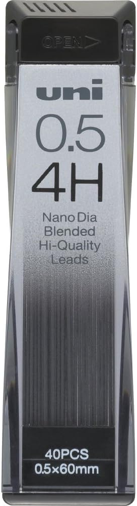 Uni Mechanical Pencil Lead, Nano Dia, 0.5mm, 4H (U05202ND4H)
