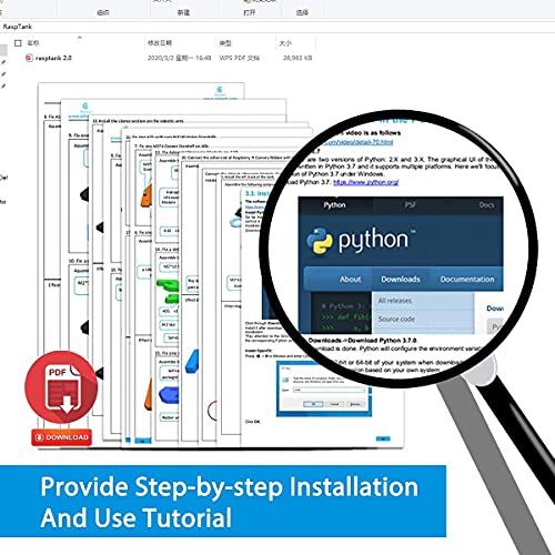Gewbot DIY Robot Model Kit for Raspberry Pi 4/3 Model B+/B WiFi Wireless Smart Robot Car Kit with 4-DOF Robotic Arm/OpenCV Target Tracking/Video Transmission Rasptank Robotic Kit with PDF - Image 9