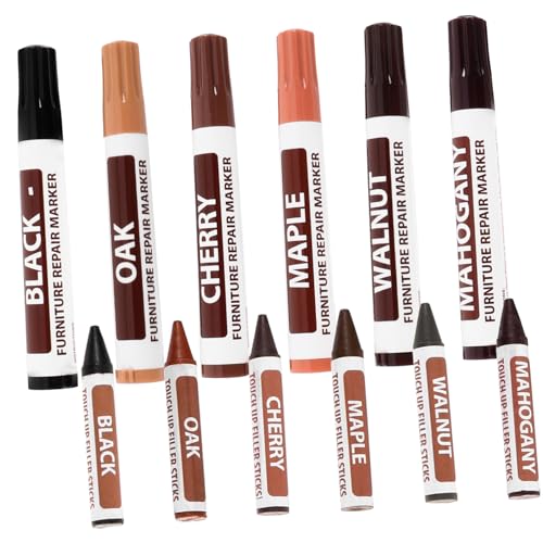 Mikinona 1Set Furniture Repair Pen Kit Touch Up Markers for Wood Scratch Repair Fast Drying Ergonomic Design Easy to Use for Floors and Furniture Restoration