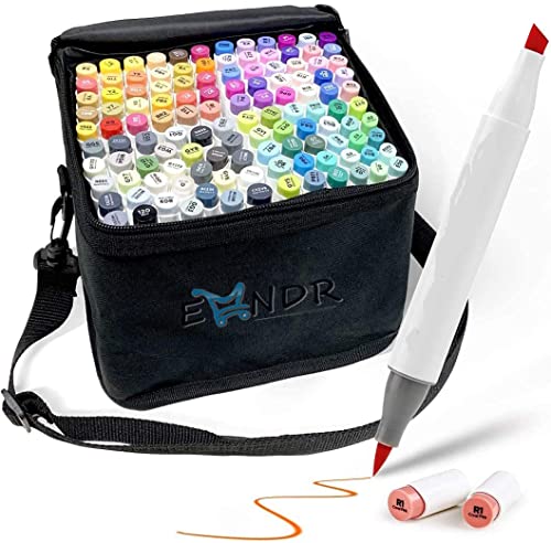 Image of EMNDR 120 Color Dual Tip Art Markers Set Chisel Sketch Marker for Adult Coloring Calligraphy and Illustration Markers Drawing Pen for Kids Colour Pens (120 Pcs)