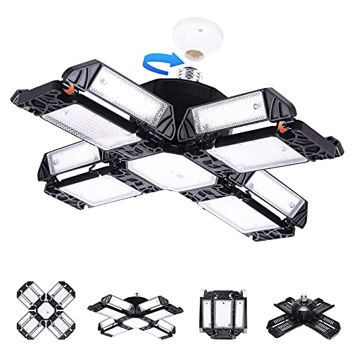 LED Garage Light 180W Deformable Garage Light Illuminator 360 LED Garage Light 6500K Led Garage Light Screw in E26/27 Garage Lights Ceiling Led Garage Light for Garage Attic Basement Workshop (1 Pack)