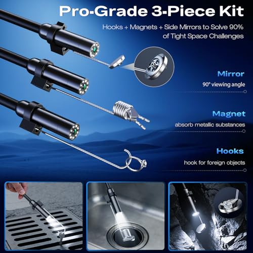 Image of Endoscope Camera with Light, Handheld Borescope, 2.8 inch IPS Inspection Camera