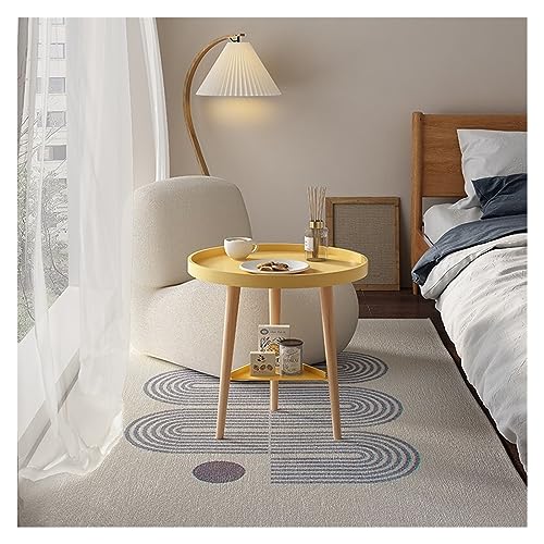 Mesa Auxiliar Redonda Minimalista Que Ahorra Espacio, Mesa de Centro para Sala de Estar, Dormitorio, balcón, fácil Montaje, construcción Robusta, 40 cm, Color Amarillo