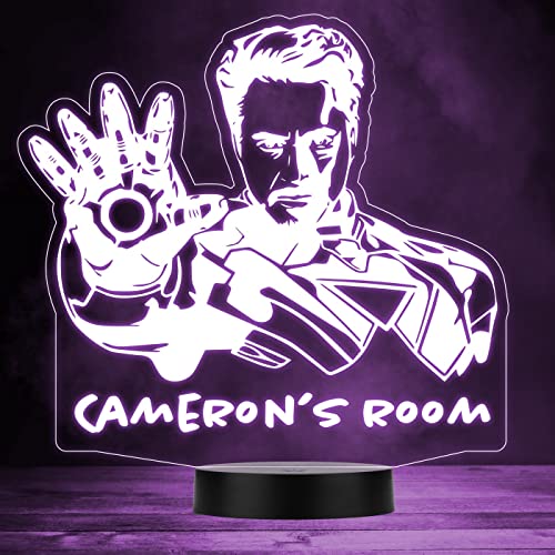 Fingerprint Designs Iron Man Tony Stark Hand Personalised Gift Colour Changing LED Lamp Night Light