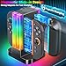 Wenocally Switch 2-Controller-Ladestation, kompatibel mit Nintendo Switch 2 für Joy-Con und OLED-Modell-Controller mit 6 RGB-Lichtmodi und Timerfunktion, Ladestation Tasche Aufbewahrung