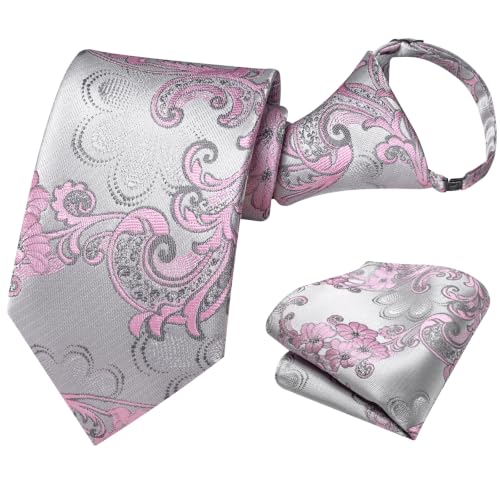 Image of Hi-Tie Boys Tie Pre-Tied Pocket Square Set Adjustable Kids Neckties Age 7-11 Years School UniForm Graduation