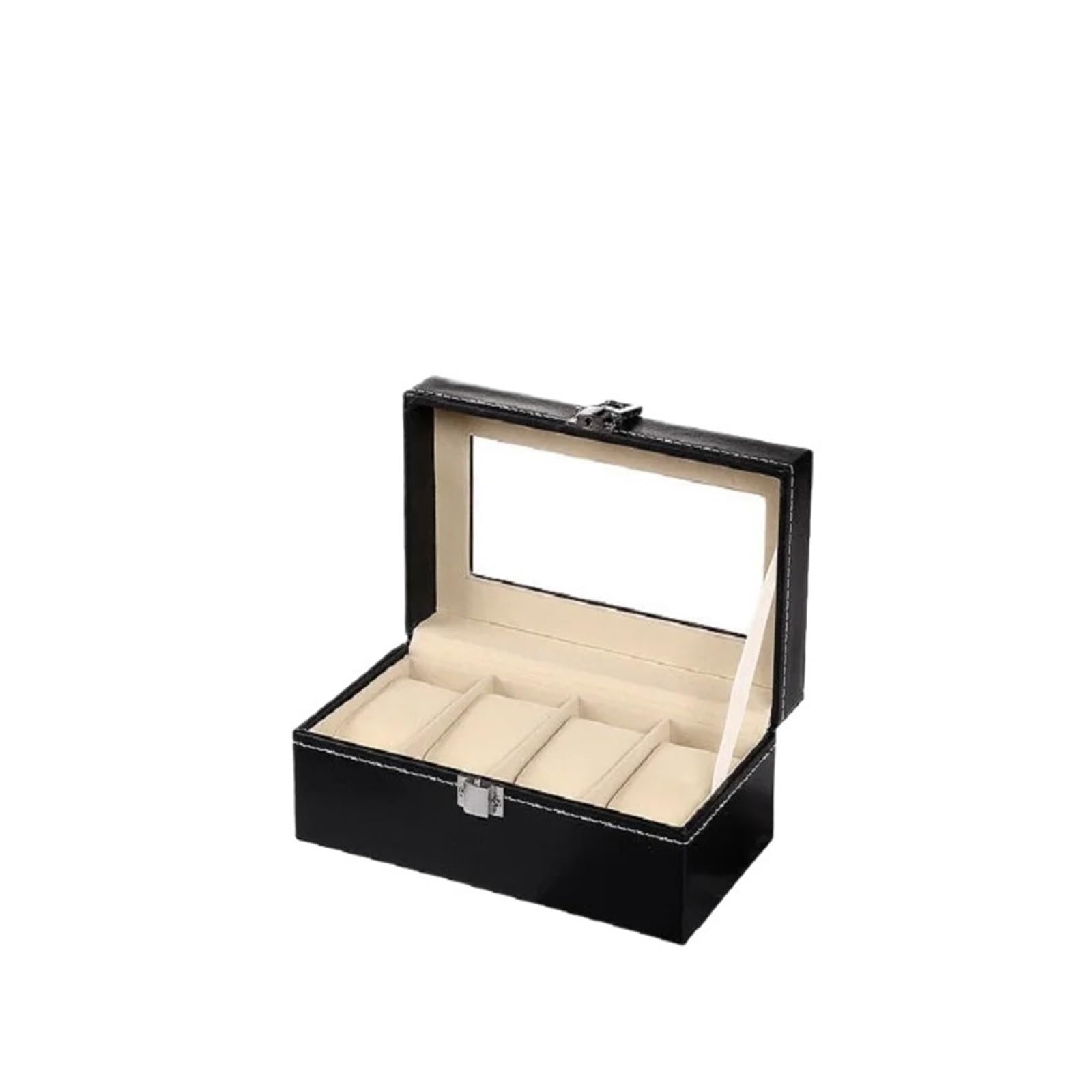 Uhrenbox 2/3/4/5/6/8/10/12 Slots PU Leder Uhr Box Traditionellen Stil Uhr Lagerung Box Geschenk Uhr Fall Mit Schloss Uhrenkoffer(Beige 4 Positions)
