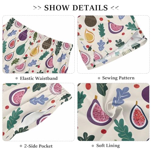 ALAZA Fig Leaf Polka Dot Pajama Shorts Elastic Waist Casual Sleep Shorts with Pockets Size 6-143