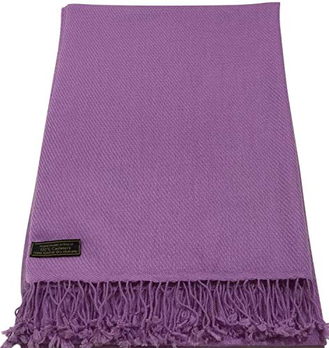 CJ Apparel Light Purple Lilac 100% Cashmere Shawl Pashmina Scarf Wrap Stole Head Wrap Hand Made in Nepal New
