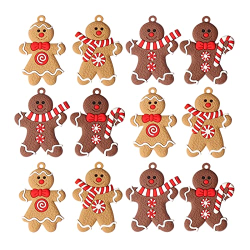12 Piezas Adornos de Hombre de Pan de Jengibre,Decoración para árbol de Navidad, Muñeco de Jengibre Decoracion Navidad, Colgantes de Jengibre con Cuerda,para Decoración De árboles De Navidad Fiesta Cover