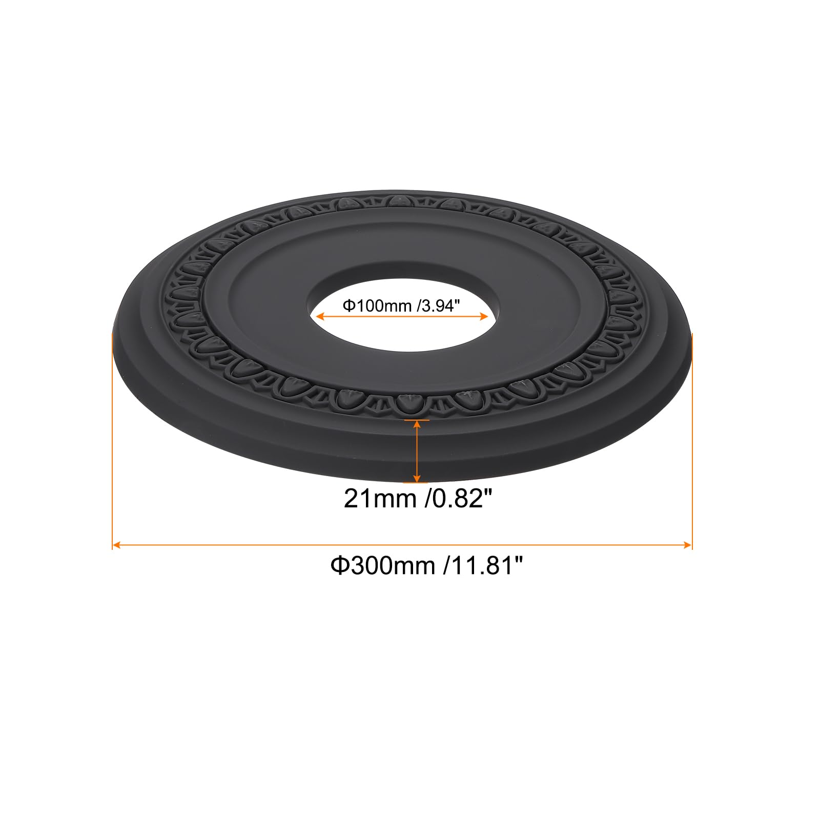 PATIKIL Ceiling Medallion, 12" OD x 4" ID PU Decorative Ceiling Light Medallion Chandelier Medallion Petal Ceiling Light Cover Plate for Ceiling Light Fixtures Fans, Black — Amazon image 2