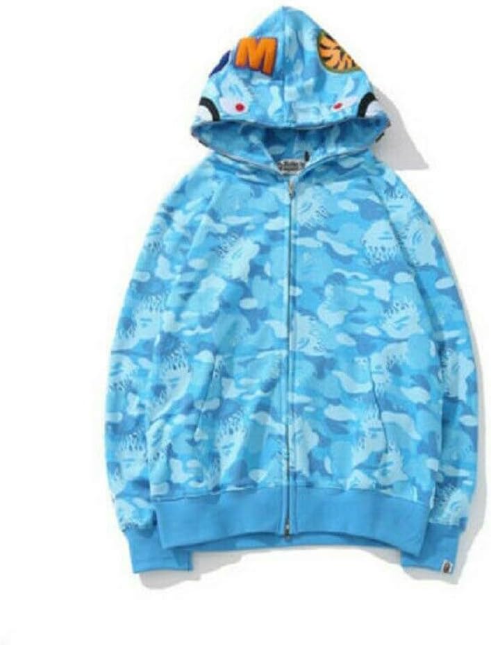 Long Sleeve Jacket Bape Bathing Ape Hoodie SHARK Head Camo Full Zip Coat STOCK
