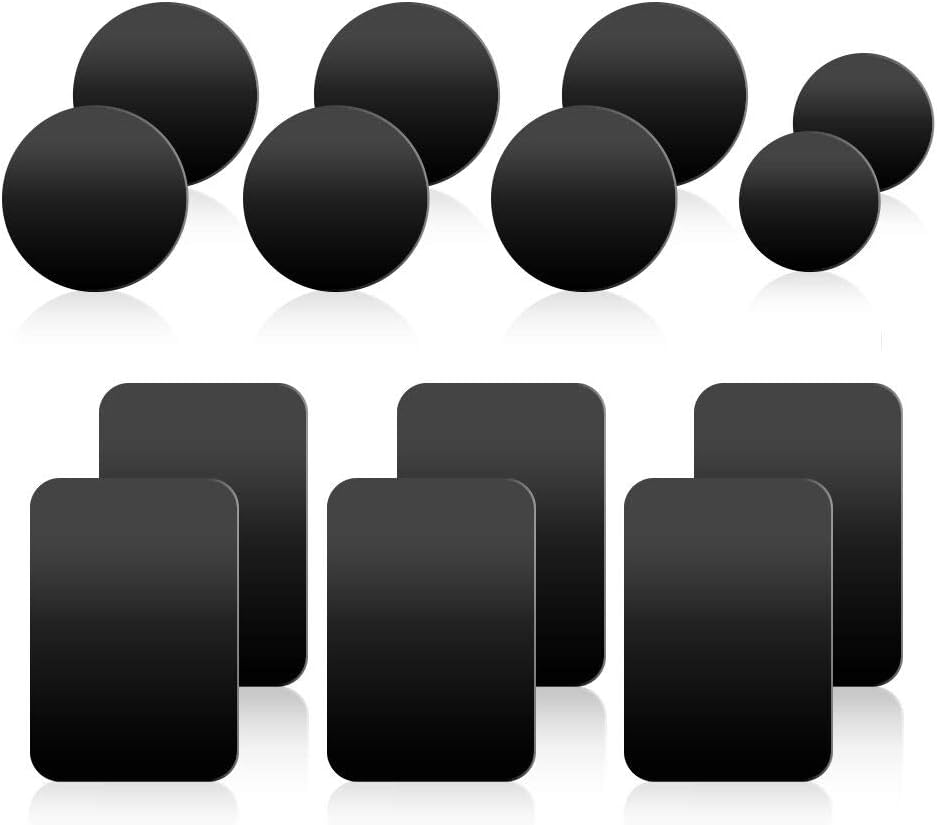 OzgoeOzgoe Happy Bell (12 Pack) Universal Mount Metal Plate with Adhesive for All Magnetic Car Mount Cell Phone Holder Cradle-Less Air Vent Mount -– 6X Rectangular 6X Round,Black